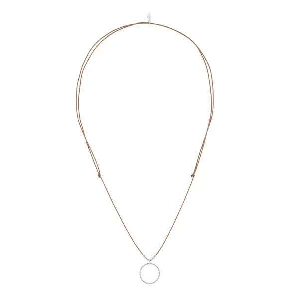 Leaf Jewelry Glückshalskettchen Circle, 925 Sterlingsilber, Beige Sonderangebot