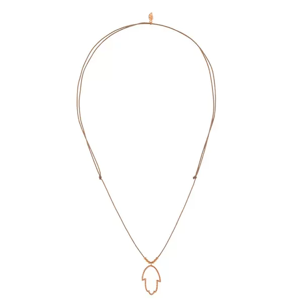 Leaf Jewelry Glückshalskettchen Fatima's Hand, 18 K Rosegold, Beige Großer Ausverkauf