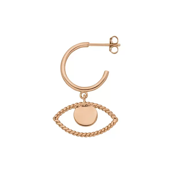 Leaf Jewelry Single Creole Evil Eye Twist, 18 K Rosegold vergoldet Jubiläumsangebot