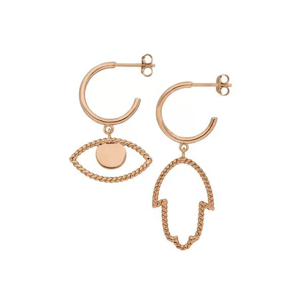 Leaf Jewelry Single Creole Evil Eye Twist, 18 K Rosegold vergoldet Jubiläumsangebot