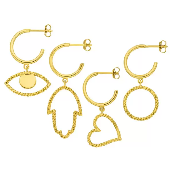 Leaf Jewelry Single Creole Evil Eye Twist, 18 K Gelbgold vergoldet Online Outlet