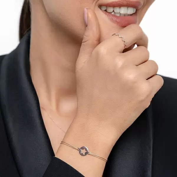 Leaf Jewelry Glücksbändchen Star, 14 K Roségold, Beige Bestseller