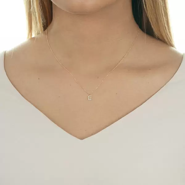 Leaf Jewelry Halskette Letter "E", 14 K Rosegold mit Diamanten Saisonale Angebote