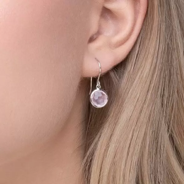 Leaf Jewelry Ohrringe Rosenquarz, 14 K Weißgold Kauf eins, bekomm eins gratis