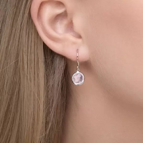 Leaf Jewelry Ohrringe Rosenquarz, 14 K Weißgold Kauf eins, bekomm eins gratis