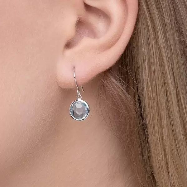 Leaf Jewelry Ohrringe Blauer Topas, 14 K Weißgold Riesige Ersparnisse