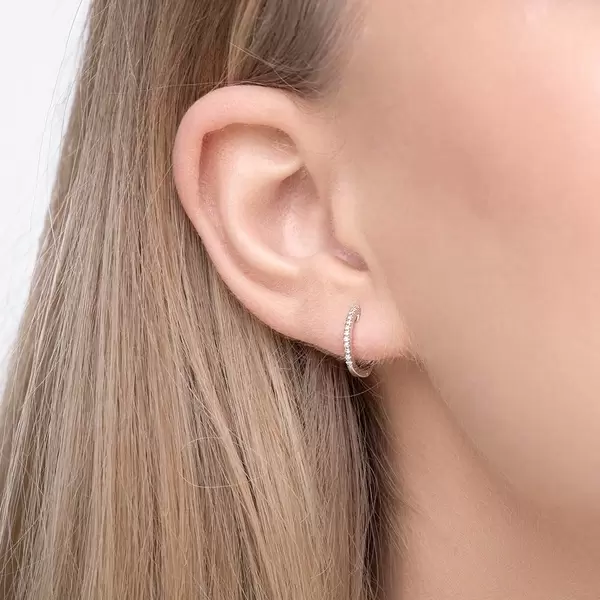 Leaf Jewelry Creole Circle XS mit Diamanten, 12mm, 18 Weißgold Tiefpreis