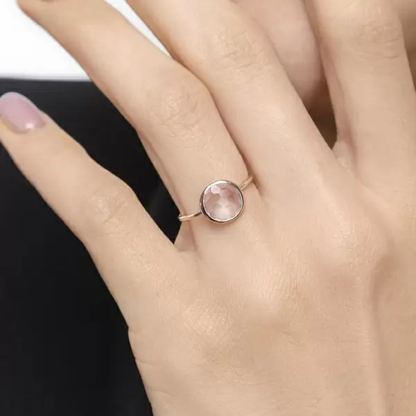 Leaf Jewelry Ring 14 K Roségold, Rosenquarz Super Sparpreis