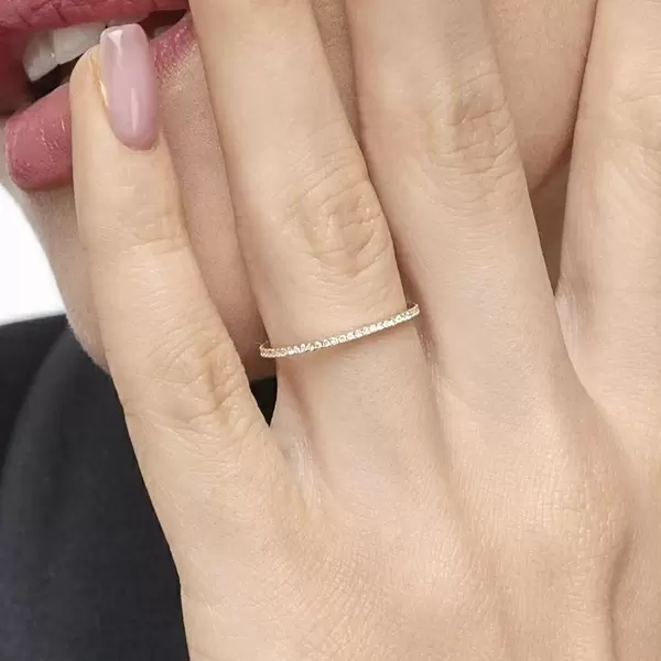 Leaf Jewelry Memoryring mit Diamanten, 18 K Gelbgold Kostenlose Rückgabe