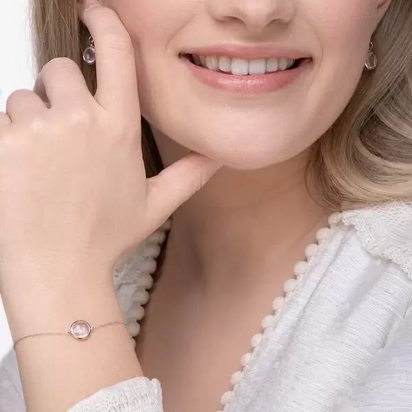 Leaf Jewelry Armkette Rosenquarz, 14 K Roségold Letzte 3 Tage