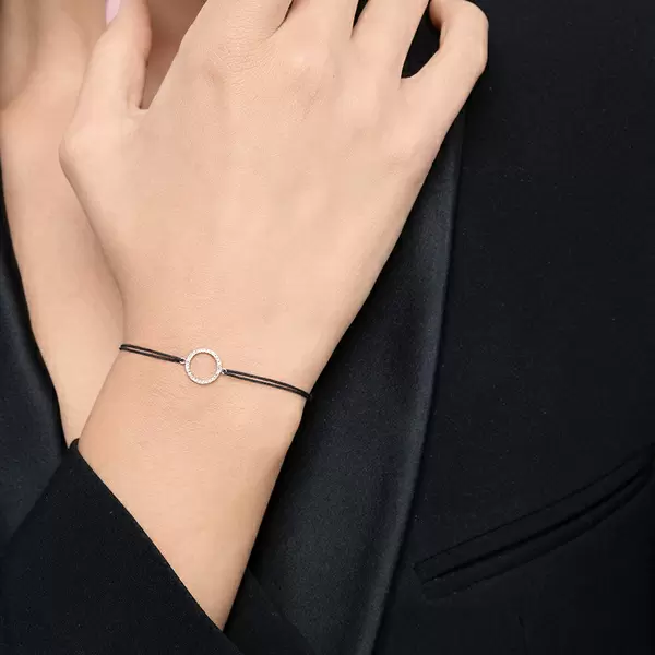 Leaf Jewelry Glücksbändchen Circle mit Diamanten, 18 K Rosegold, Beige Letzte 2 Tage