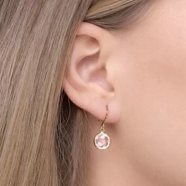 Leaf Jewelry Ohrringe Rosenquarz, 14 K Gelbgold Bis zu 65% Rabatt