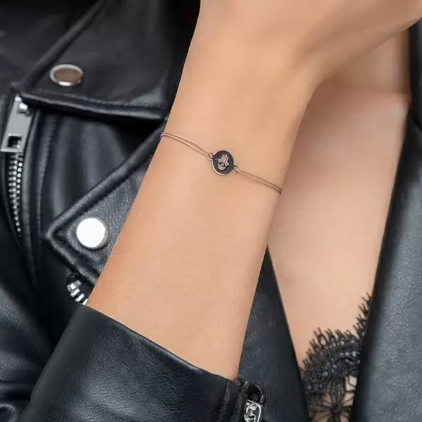 Leaf Jewelry Glücksbändchen Hand der Fatima, 14 K Weißgold, Beige Nur für heute