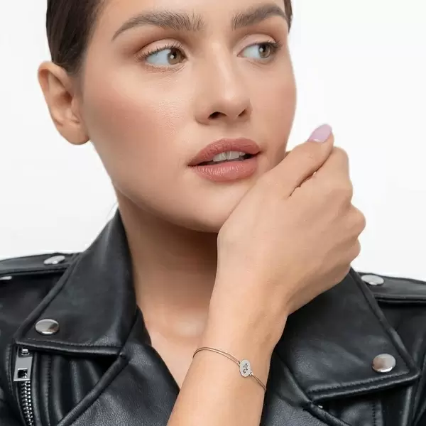 Leaf Jewelry Glücksbändchen Hand der Fatima, 14 K Weißgold, Beige Nur für heute