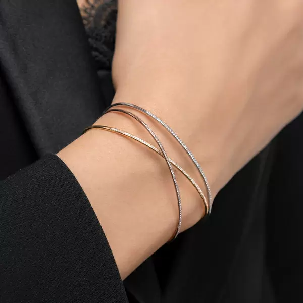 Leaf Jewelry Armreif Circle mit Diamanten, 18 K Weißgold Sonderangebot der Fabrik