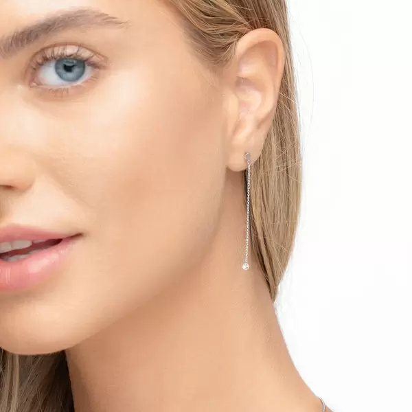 Leaf Jewelry Ohrringe Pure Kette, 18 K Weißgold Vierteljährliche Förderung