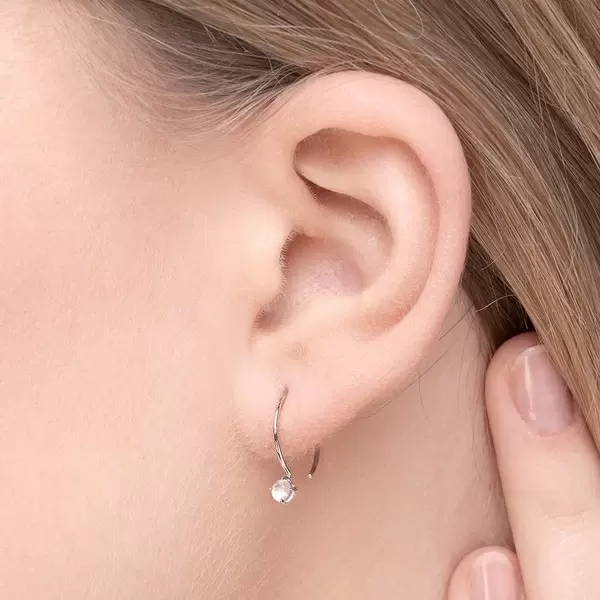 Leaf Jewelry Ohrringe Cabochon, Mondstein, 14 K Weißgold Nur noch ein Tag übrig