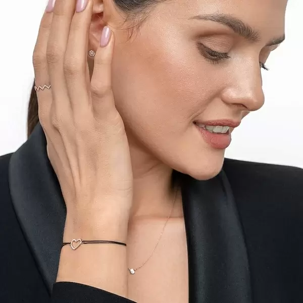 Leaf Jewelry Glückarmband Herz mit Diamanten, 18 K Rosegold, Beige Super Rabatt
