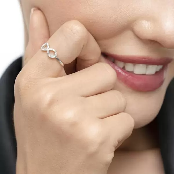 Leaf Jewelry Infinityring mit Diamanten, 18 K Weißgold Riesige Rabatte
