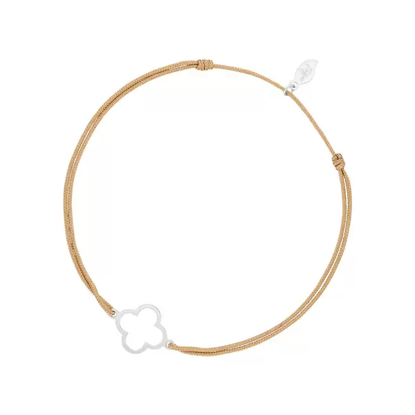 Leaf Jewelry Glücksbändchen GENTLE CLOVER, 14 K Weißgold, Beige Fabrikladen