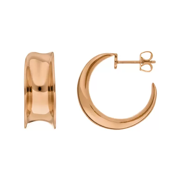 Leaf Jewelry Silber Creolen, 80's, Rosegold zollfrei