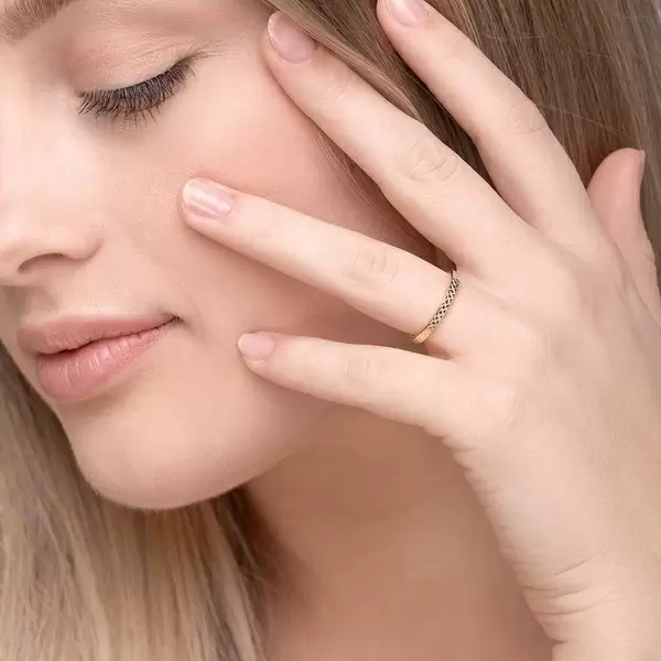 Leaf Jewelry Ring Plaid, matt, 18 K Gelbgold vergoldet, Gr.50 50% Rabatt für begrenzte Zeit