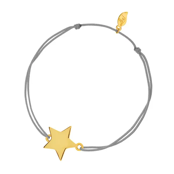 Leaf Jewelry Glücksbändchen Star-Disc, matt, Gelbgold vergoldet , Grau Fabrik Onlineshop
