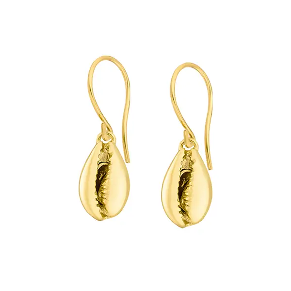 Leaf Jewelry Ohrhänger Cowrie Shell, 18 K Gelbgold vergoldet Rabatt