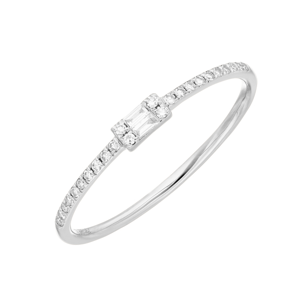 Leaf Jewelry Ring mit Diamanten, Tiny Baguette, 14K Weißgold Osterangebot