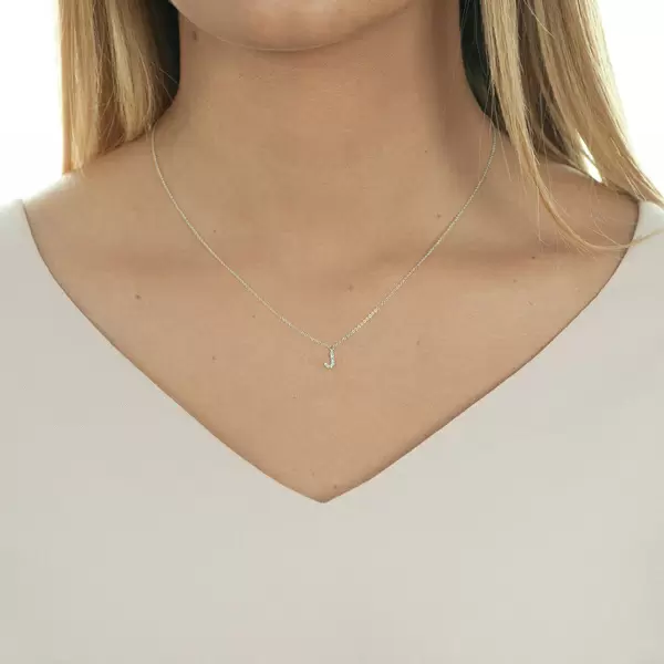 Leaf Jewelry Halskette Letter "J", 14 K Weißgold mit Diamanten Lagerräumung