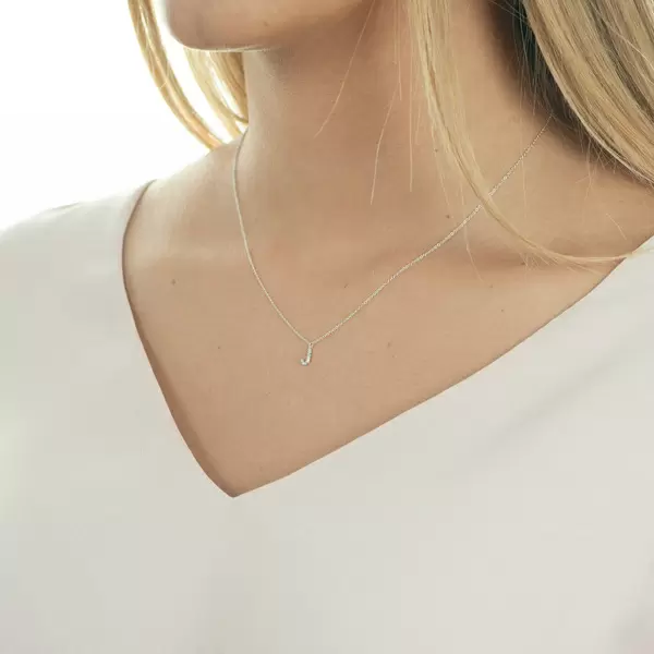 Leaf Jewelry Halskette Letter "J", 14 K Weißgold mit Diamanten Lagerräumung