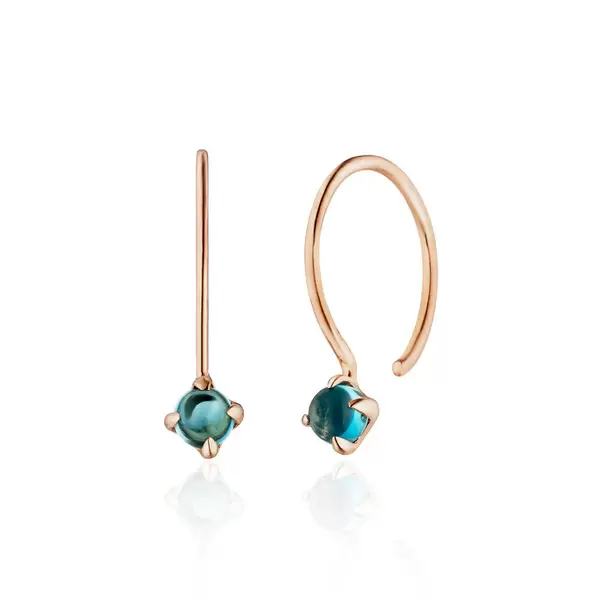 Leaf Jewelry Ohrringe Cabochon, Blaue Topas, 14 K Roségold Heißer Verkauf