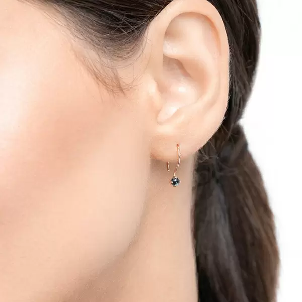 Leaf Jewelry Ohrringe Cabochon, Blaue Topas, 14 K Roségold Heißer Verkauf