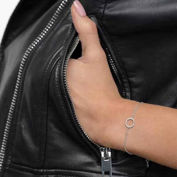 Leaf Jewelry Armkette Circle mit Diamanten, 18 K Weißgold Zeitlich begrenztes Angebot