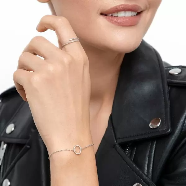 Leaf Jewelry Armkette Circle mit Diamanten, 18 K Weißgold Zeitlich begrenztes Angebot