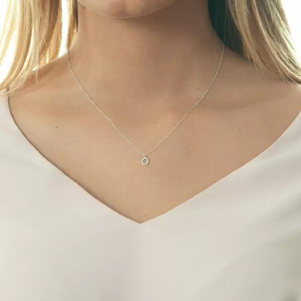 Leaf Jewelry Halskette Letter "O", 14 K Weißgold mit Diamanten Große Rabatte