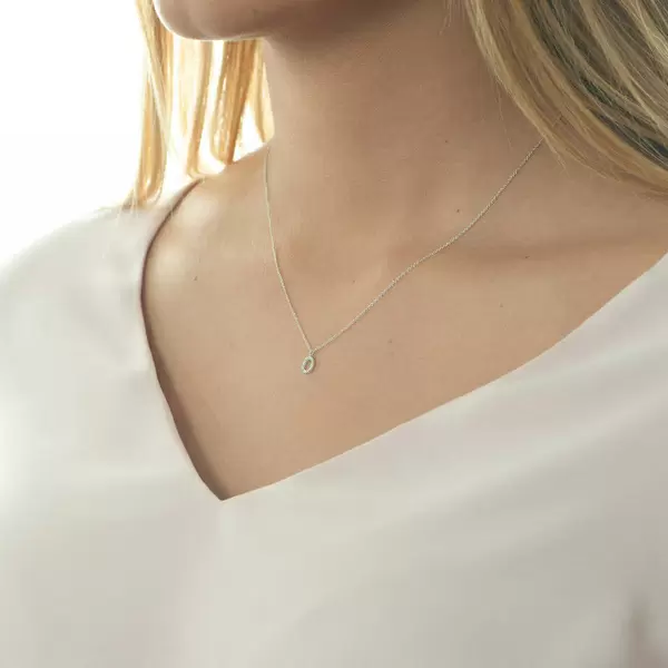 Leaf Jewelry Halskette Letter "O", 14 K Weißgold mit Diamanten Große Rabatte