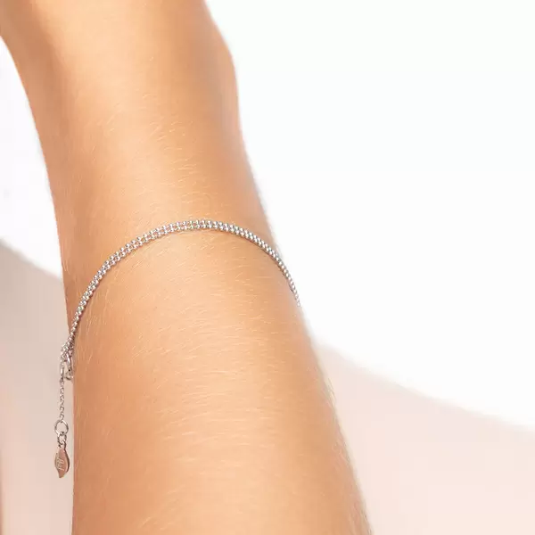 Leaf Jewelry Armkette Ball Chain Double, 14 K Weißgold Neuheiten