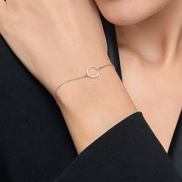 Leaf Jewelry Armkette Circle mit Diamanten, 18 K Roségold Räumungsverkauf
