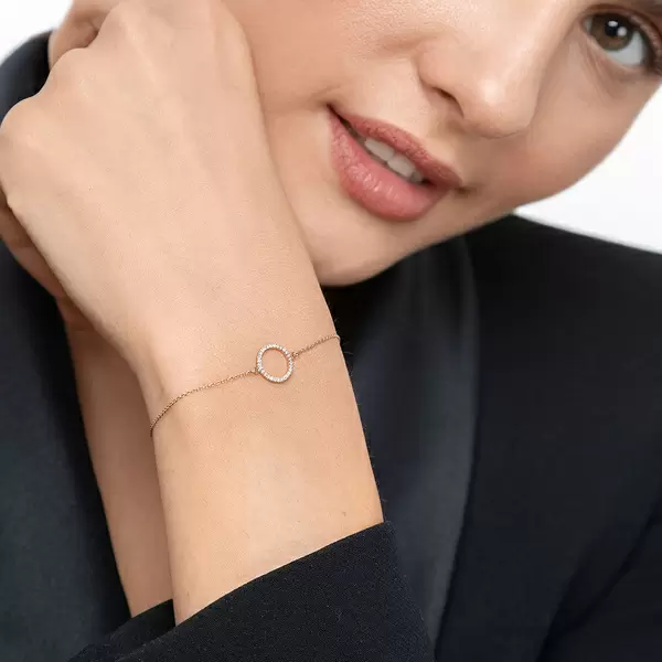 Leaf Jewelry Armkette Circle mit Diamanten, 18 K Roségold Räumungsverkauf