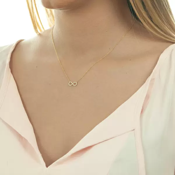 Leaf Jewelry Halskette Infinity mit Diamanten, 18 K Gelbgold Tägliche Deals