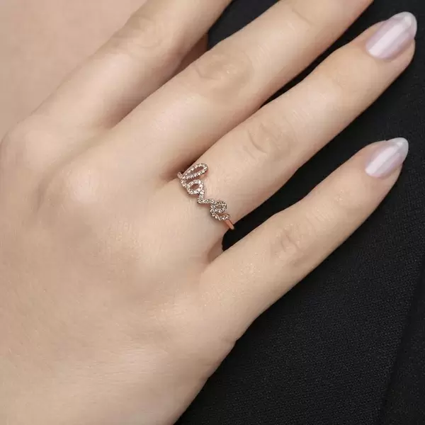 Leaf Jewelry Ring Love 18K Roségold mit Diamanten Wochenangebot