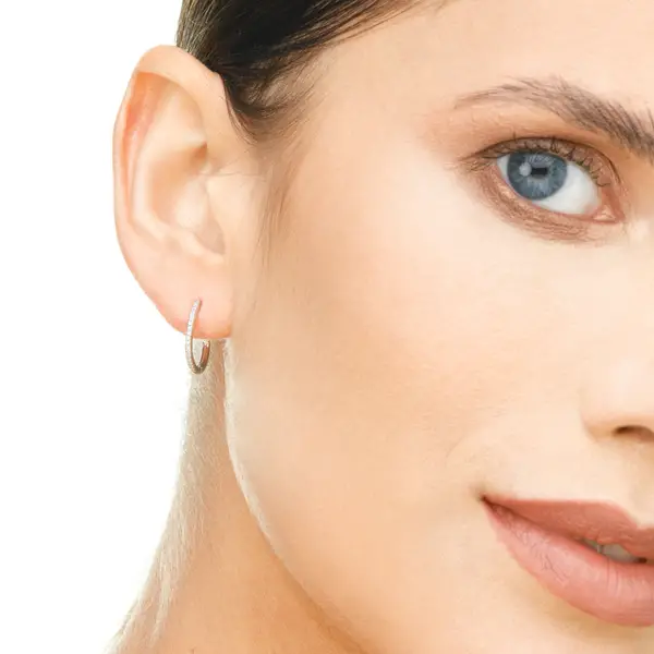 Leaf Jewelry Creole Oval S mit Diamanten, 18 Weißgold Kostenlose Rückgabe