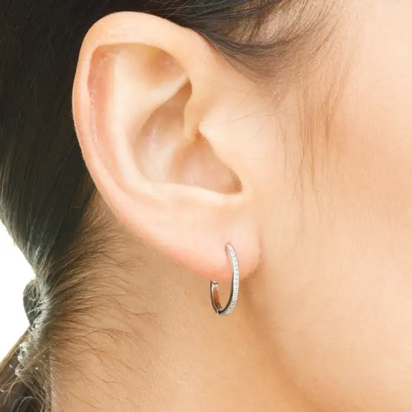 Leaf Jewelry Creole Oval S mit Diamanten, 18 Weißgold Kostenlose Rückgabe
