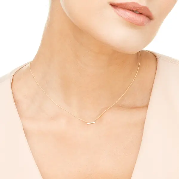 Leaf Jewelry Halskette Horizontal Bar, Diamant, 14 K Gelbgold Begrenzte Freigabe