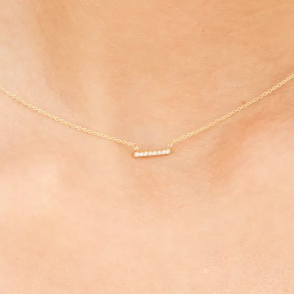 Leaf Jewelry Halskette Horizontal Bar, Diamant, 14 K Gelbgold Begrenzte Freigabe