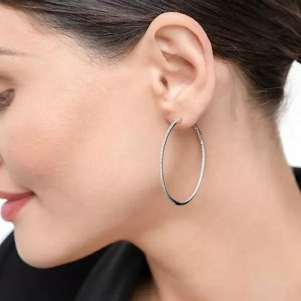 Leaf Jewelry Creole Circle XL mit Diamanten, 50mm, 18 K Rosegold Bis zu 60% Rabatt