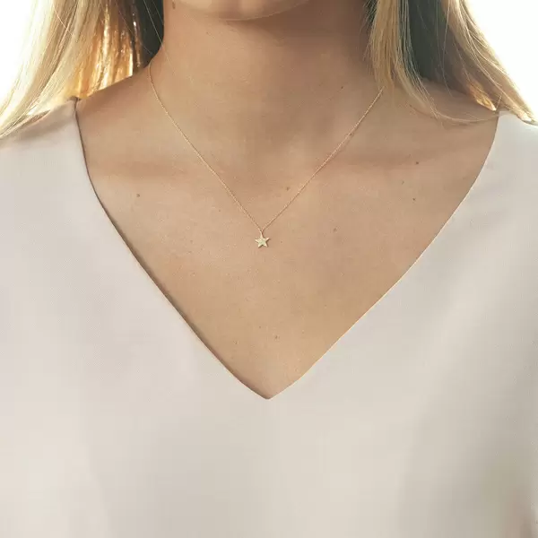 Leaf Jewelry Halskette Stern mit Diamanten, 18 K Gelbgold Nur für heute