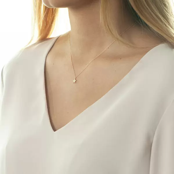 Leaf Jewelry Halskette Stern mit Diamanten, 18 K Gelbgold Nur für heute