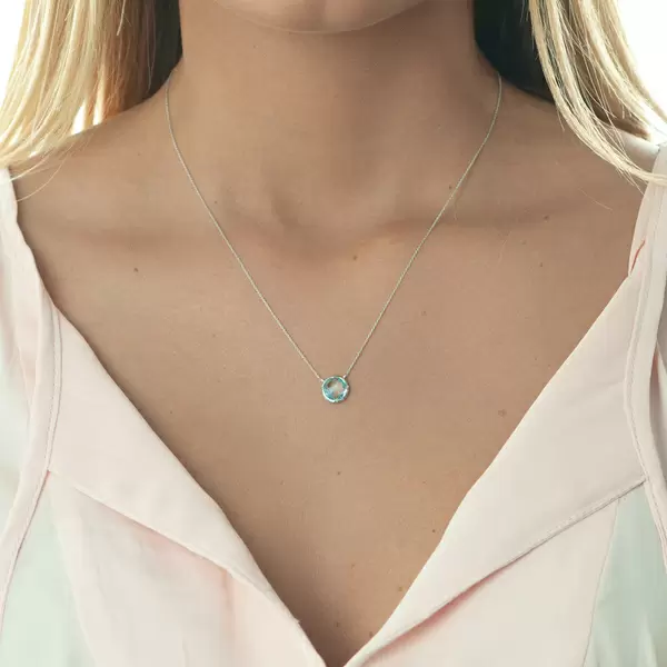 Leaf Jewelry Halskette Blauer Topas, 14 K Weißgold Super Rabatt